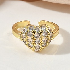 Messing Micro Pave Zirkonia Manschette offene Ringe&nbsp;RJEW-C163-03A-G