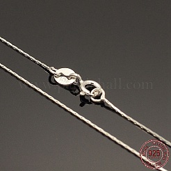 Anlaufschutz-Halsketten aus rhodiniertem Sterlingsilber mit 925 Boston-Gliederkette&nbsp;STER-E033-56