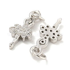 Placage de crémaillère en laiton micro pavé pendentifs en zircone cubique claire&nbsp;KK-B093-21P