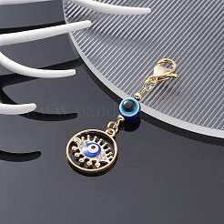 Evil-Eye-Emaille-Legierung mit Strass-Anhängerdekoration&nbsp;HJEW-JM01040-03