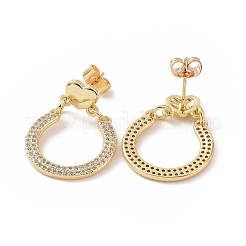Aretes colgantes de lágrima hueca con circonita cúbica transparente y corazón&nbsp;EJEW-C008-06G