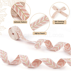 Rubans jacquard en polyester à motif de feuilles de 18 mètre&nbsp;SRIB-CY0001-17B