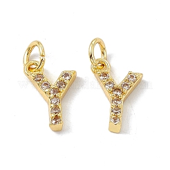Véritable micro-pavé en laiton plaqué 18k or véritable breloques en zircone cubique transparente&nbsp;KK-E068-VB452-Y