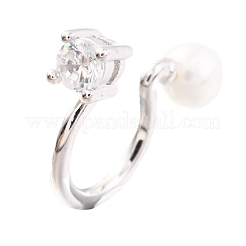 Orecchini a polsino in argento sterling placcato rodio anti-ossidazione 925&nbsp;EJEW-H124-04P