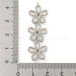 Ciondoli per connettori con tre maglie di fiori e pavé di zirconi cubici trasparenti in ottone&nbsp;X-KK-P277-51P