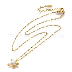 Halsketten mit Muschelperlen-Anhänger und Schleife&nbsp;NJEW-K255-10G