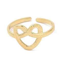 Bague ouverte en acier inoxydable 304 avec cœur creux pour femme&nbsp;RJEW-I098-05G