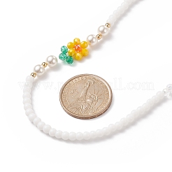 Fiore di vetro e perla di conchiglia in rilievo ciondola la collana del braccialetto degli orecchini&nbsp;SJEW-TA00006