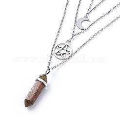 Proiettile collane a strati pendenti in acero naturale&nbsp;NJEW-JN02457-02