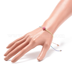 Bracelet en perles rondes tressées en bois naturel&nbsp;BJEW-JB08564