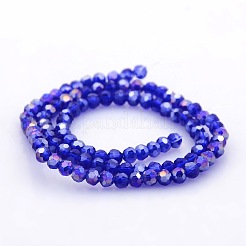 Fili di perline rotonde sfaccettate (32 sfaccettatura) in vetro placcato colore ab&nbsp;GLAA-A027-3mm-AB03