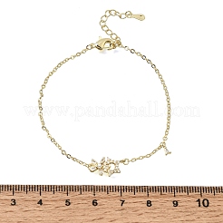Bracelets en laiton pavés de zirconiums cubiques transparents en forme de fleur et d'étoile&nbsp;KK-CBAED06-03G