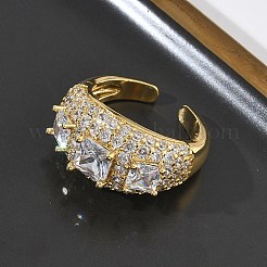 Offene Manschettenringe aus Messing mit Mikropavé und Zirkonia für Damen&nbsp;RJEW-L343-13G-03
