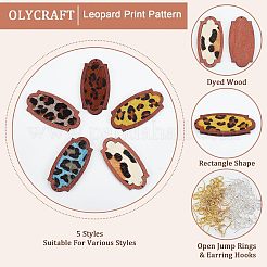 Kit de fabrication de boucles d'oreilles pendantes rectangulaires à motif léopard&nbsp;DIY-OC0009-49