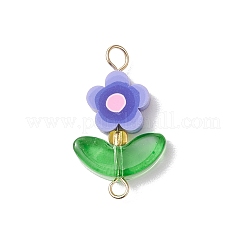 5 Stück 5 Farben handgemachte Polymer Clay Blumenverbinder Charms mit Glasblatt&nbsp;PALLOY-MZ00803-01