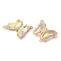 Facettierte Glasverbinder-Charms aus Messing mit Pavé-Fassung&nbsp;FIND-Z020-04P