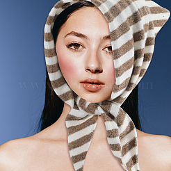 Sciarpa triangolare in maglia a righe in poliestere per donna&nbsp;AJEW-WH20070-106B