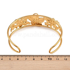 Brazaletes de acero inoxidable 304 con diseño de flores para mujer&nbsp;BJEW-A049-02G