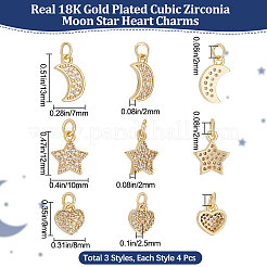 12 pz 3 micro pavé di ottone stile ciondoli con zirconi trasparenti&nbsp;KK-BBC0007-24