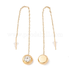 Orecchini a bottone pendenti semicircolari con strass di cristallo&nbsp;EJEW-A067-15G