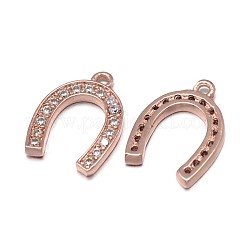 Breloques en fer à cheval en laiton micro pave&nbsp;ZIRC-F009-51-NR