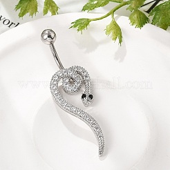 Legierung Strass Schlange gebogene Hantel Bauchnabel Ringe&nbsp;LS-AJEW-R007-03P-02