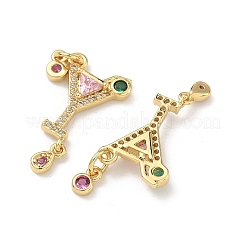 Pendentifs avec zircon cubiques à micro-pavés en laiton&nbsp;KK-C252-12G