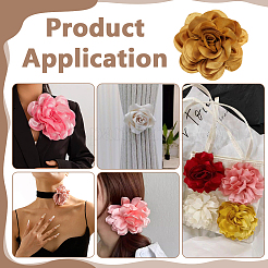 Blumenbroschen aus Polyester&nbsp;JEWB-WH0039-56B