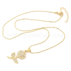 Colliers en laiton avec pendentif en zircone cubique transparent pour femmes&nbsp;NJEW-M084-02G-01