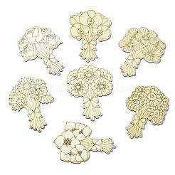 24 Stück 12 Stile unbehandelte Holz-Blumenstrauß-Ausschnitte&nbsp;WOOD-CJC0008-04-1