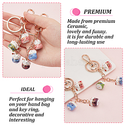 2 porte-clés pendentif chat porte-bonheur Maneki Neko en porcelaine&nbsp;KEYC-OC0001-42A