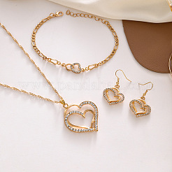 Herz-Legierung Kristall Strass Anhänger Halskette & baumeln Ohrring & Link Armband Sets&nbsp;FS-WGED074-01