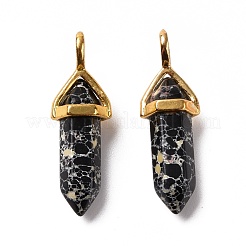 Synthetische schwarze imperiale Jaspis-Anhänger mit Spitzen&nbsp;G-K329-19G