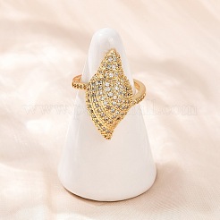Manschettenringe aus Messing mit Mikropavé-Zirkonia für Damen&nbsp;RJEW-L132-03G-01