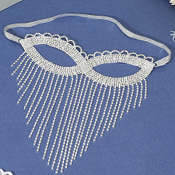 Maschera per gli occhi per il viso con nappa a catena di strass in lega per le donne&nbsp;AJEW-WH20006-209P