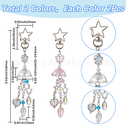 4 pendentif décoratif en verre en forme de méduse&nbsp;HJEW-SP0001-17