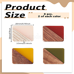 8 Stück Cabochons aus Kunstharz und Walnussholz in 4 Farben.&nbsp;RESI-LP0001-19