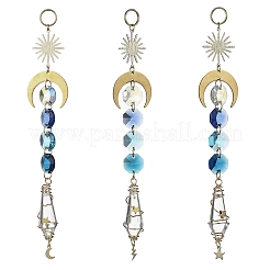 Decorazione pendente in vetro a forma di proiettile avvolto in filo&nbsp;HJEW-JM03122-01