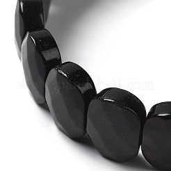 Braccialetto elasticizzato con perline di ossidiana in argento naturale&nbsp;G-E010-01-06