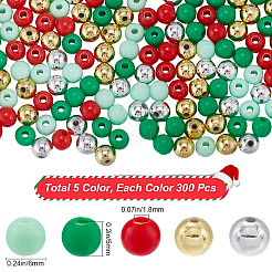 Weihnachtsthema 1500 Stück 5 Farben undurchsichtige Acrylperlen&nbsp;MACR-SP0001-01A-01