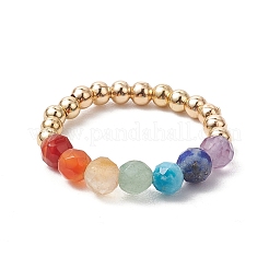 Natürlicher Amethyst & natürlicher Lapislazuli & natürlicher Apatit & natürlicher grüner Aventurin & natürlicher Citrin & Chakra-Ringe aus Messingperlen&nbsp;RJEW-TA00185-01