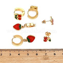 3 Paar Ohrringsets aus emailliertem Edelstahl 304 (Creolen & Stecker)&nbsp;EJEW-Z166-01G-02