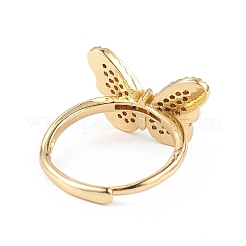 Verstellbarer Ring mit klarem Zirkonia-Schmetterling&nbsp;RJEW-L100-013G