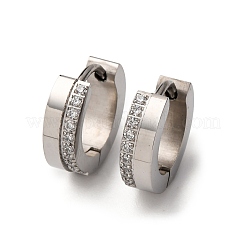 Pendientes de aro de acero inoxidable 304 con circonita cúbica&nbsp;EJEW-D331-12P