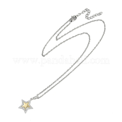 Collane a catena con ciondolo in zirconia cubica trasparente in ottone&nbsp;NJEW-D088-04B