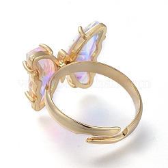 Anelli d'ottone regolabili in vetro&nbsp;RJEW-P148-A01-12
