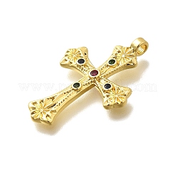 Pendentifs avec zircon cubiques à micro-pavés en laiton&nbsp;KK-D339-06G