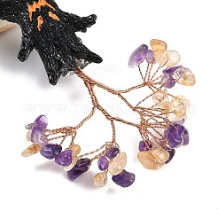 Tema halloween ametista naturale e scaglie di quarzo giallo decorazioni albero della vita&nbsp;DJEW-B013-02G