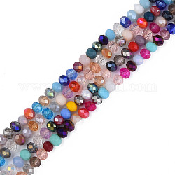 Chapelets de perles en verre, facette, abaque, colorées, 6x4.5mm, Trou: 1.2mm, Environ 90~92 pcs/chapelet, 16.34 pouce ~ 16.73 pouces (41.5~42.5 cm)