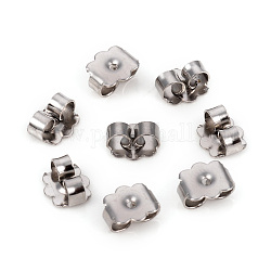 304 Stainless Steel Ear Nuts, Butterfly Earring Backs for Post Earrings, Stainless Steel Color, 6.2x5.3x3mm, Hole: 0.9mm